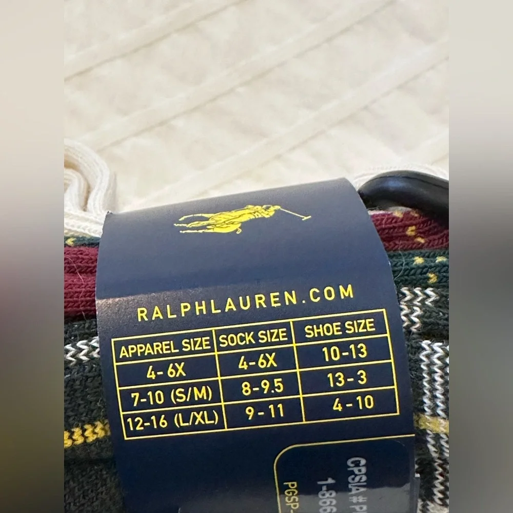 Polo Ralph Lauren Girl's Socks 3 pairs size 4-6X NWT